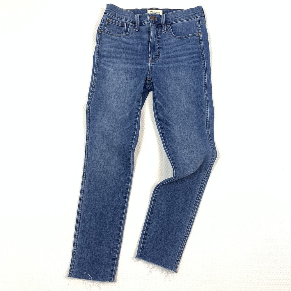 Madewell 10” High Rise Skinny Jeans Womens 26 Blue Raw Hem Stretch Medium Wash